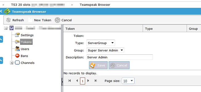 TC Admin New Token for Teamspeak 3